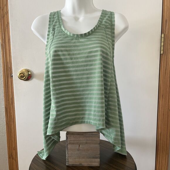 Zyia Active Women’s Size Small Green Striped Nimbus Split Back Tank Top EUC - Picture 1 of 9